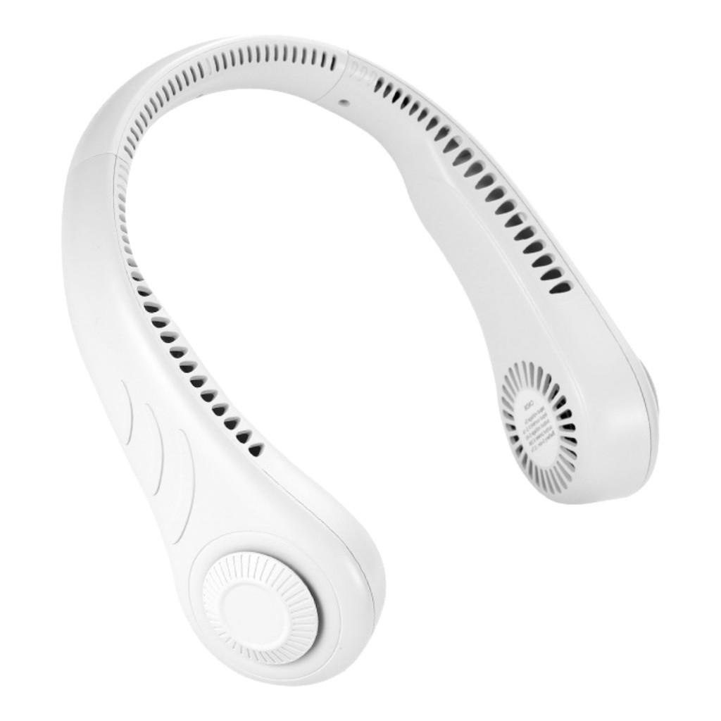 Portable Hanging Neck Fan Usb Rechargeable Brushless Motor White Low Noise