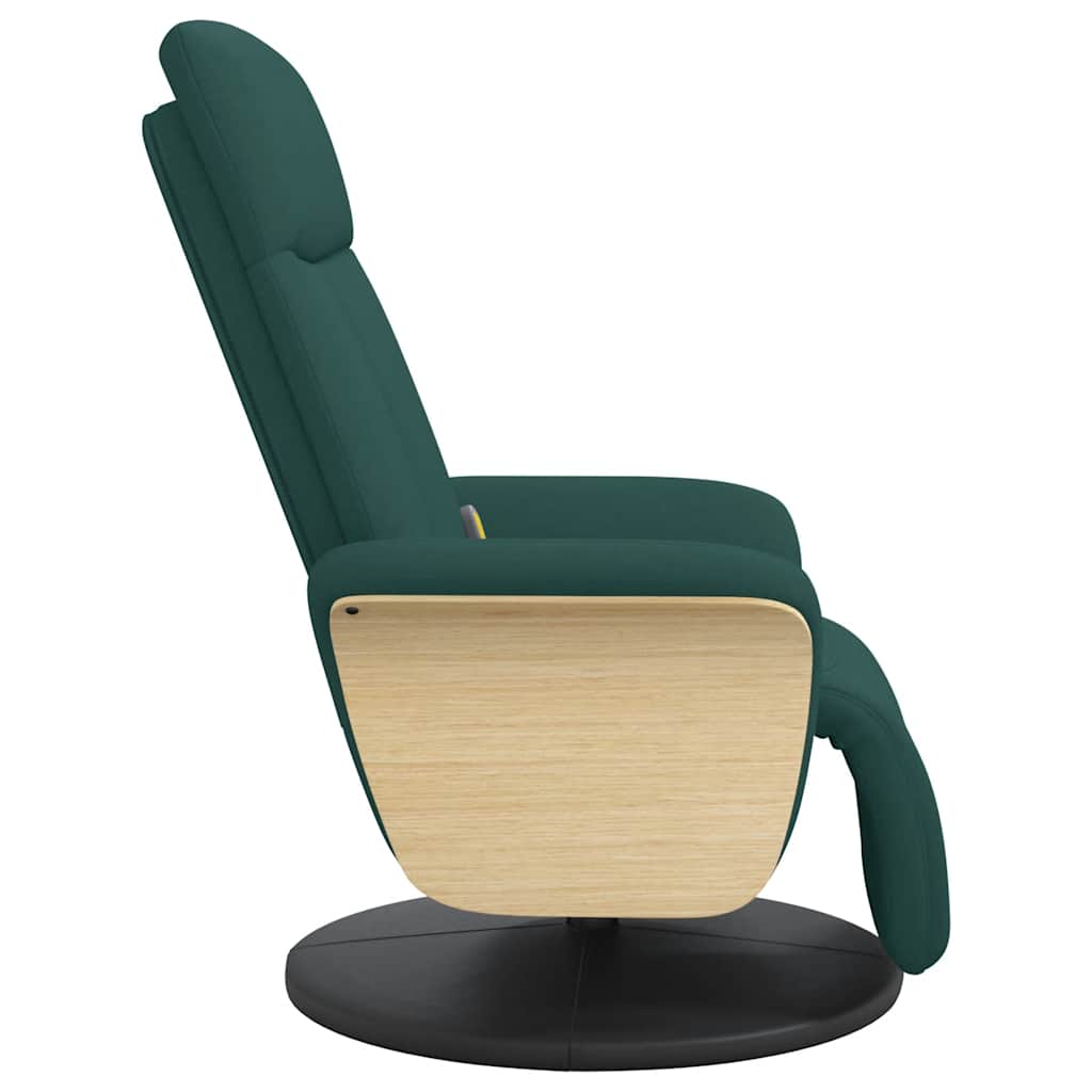 Massage Chair with Footrest Dark Green Fabric