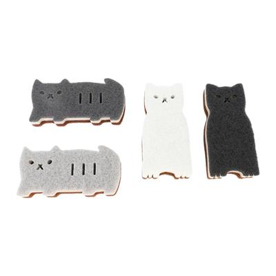 4 st tecknade katter design skursvampar kraftiga skrubbkuddar flera ytor rengöringsredskap oljeborttagningsverktyg