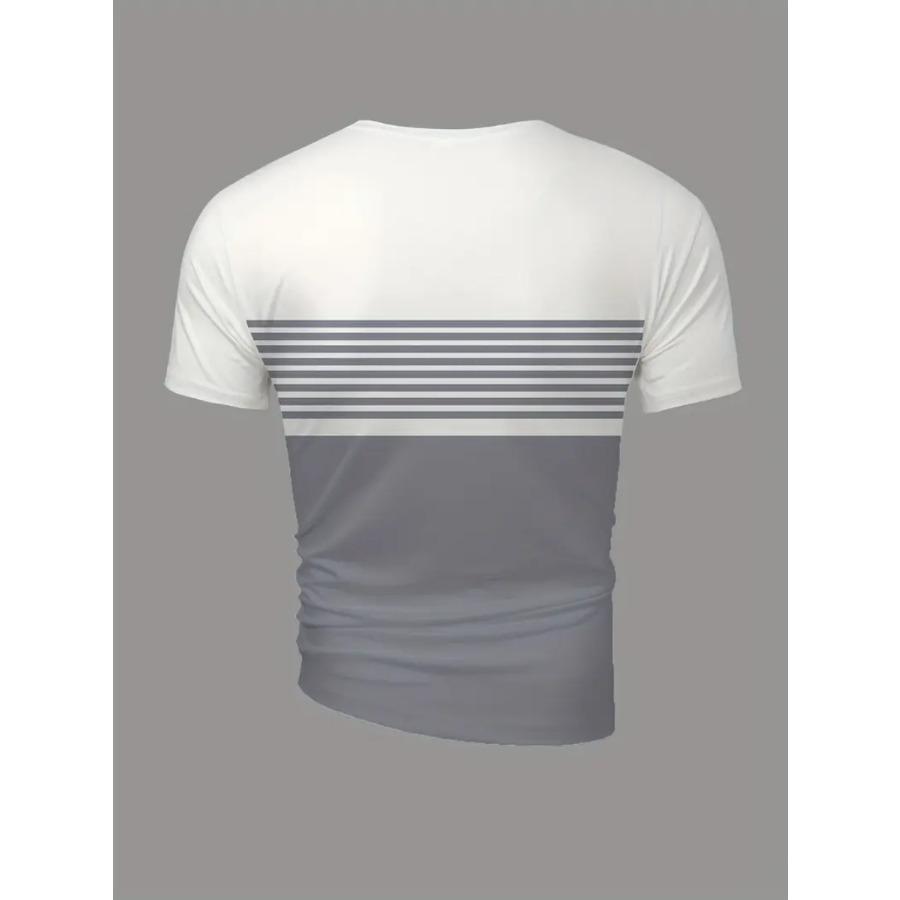 Men Striped T Shirt Tee Shirt Short Sleeve O-Neck TShirt Vintage Casual Large Size T-Shirts Men’s