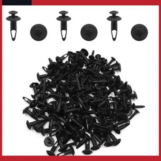 Pack of 100 for Ford Mondeo Black Plastic 6.5mm Hole Dia Car Fender Push Rivets