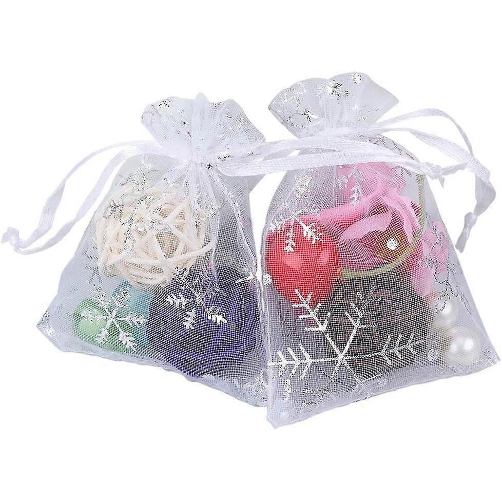 Organza Bags for Christmas,100 PCS White Organza Gift Bags,2.7'' x 3.5'' Organza Pouches with Drawstring for Christmas,Wedding Favour Jewelry Pouch Ba