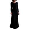 Damen Maxikleid mit langen Ärmeln und Schalkragen für formelle Abendbankette & Party-Garderobe