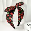 1/2pcs Elegant Sweet Multicolor Cherry Printed Wide Edge Tied Rabbit Ear Hairbands Hair Styling Tools for Volume Part Management