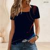 Women Plus Size Short Sleeve U Neck T Shirt Pink Glitter Heart Dot Gradient Print White Base Top