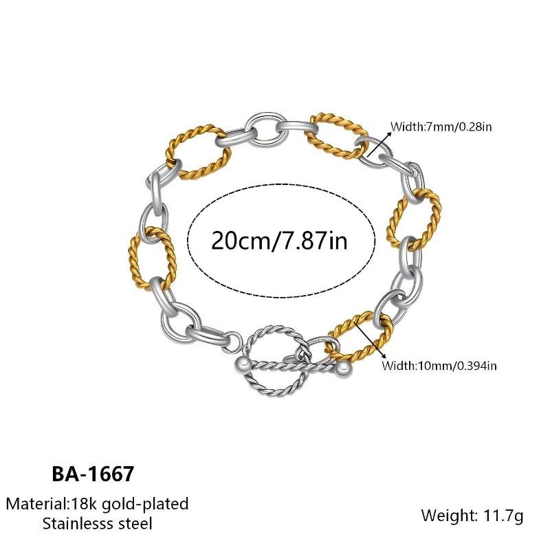 Minimalist 18k Gold Plated Stainless Steel Two Tone Twisted Cross Chain Ot Buckle Bracelet