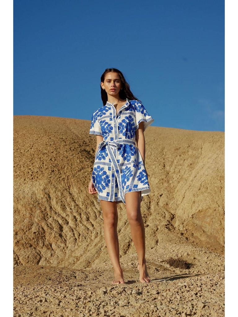Summer Cross-Border Women's Casual Print Tie-Up Dress