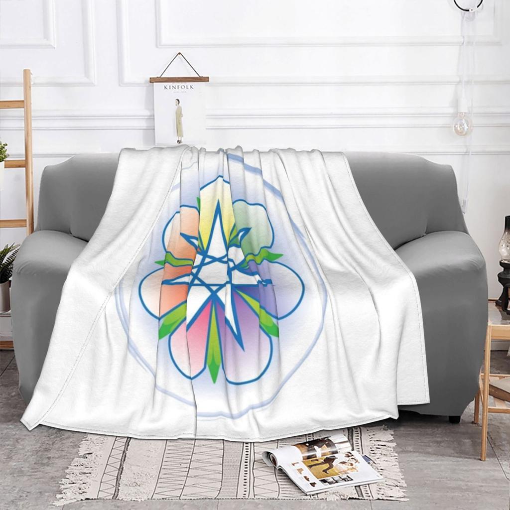 Rainbow Lotus Septagram Hot Sale Printing High Qiality Warm Flannel Blanket Septagram Tenets Blue Star Wicca Faery Flower Lotus