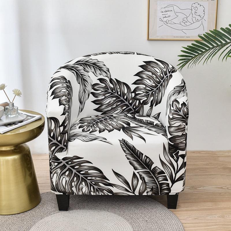 Elastic Full Package Semi-circular Bathtub Small Single Person Sofa Cover, Internet Cafe Coffee Shop Wine Room Print Cover