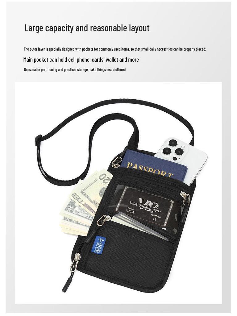 Transgraniczny uchwyt na paszport z RFID na szyję i ochraniacz na dokumenty