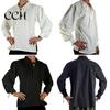 Loose Fit Pullover Shirt Adult Men Medieval Renaissance Cosplay Lapel Long Sleeve Lace-up Tops Solid Color