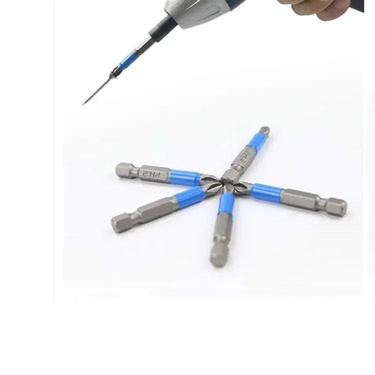 10Pcs 1/4 Hex Magnetic Cross Screw Head Anti-Slip Electric Point 50mm Drive Drill Bit Set Tool