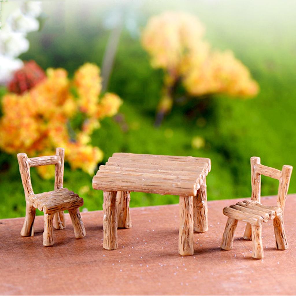 Miniature Wooden Table and Chair Set for Dollhouse Accessories Rustic Style Furniture for DIY Decoration Projects