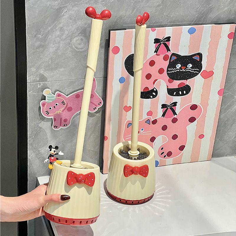 Bow Household Toilet Brush Long Handle Base Dead Corner Set Toilet Brush Bathroom Cleaning Wall Mounted Artifact