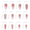 24Pcs Independence Day Themed Gradient Pink Camellia False Nail Stick On Nail for Fashion Enthusiasts and Parties Event