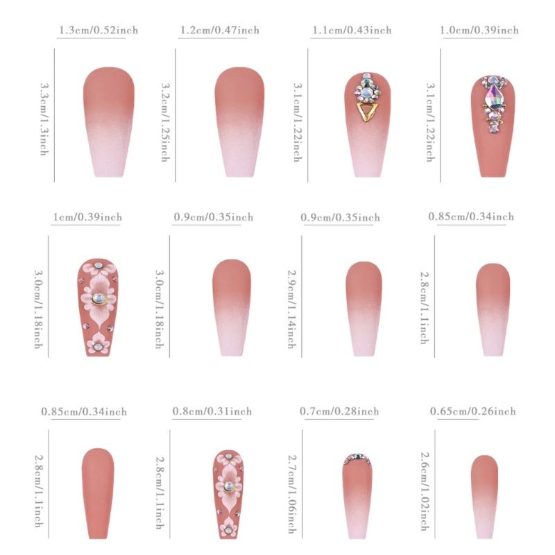 24Pcs Independence Day Themed Gradient Pink Camellia False Nail Stick On Nail for Fashion Enthusiasts and Parties Event
