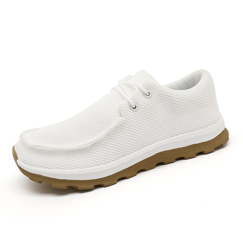 

Дышащая мужская повседневная обувь Легкая мужская вулканизированная обувь Уличная платформа Мужские лоферы Мягкие сетчатые балетки Нескользящие кроссовки 46 белый