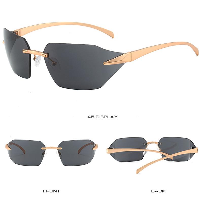 Brand Designer Rimless Sunglasses Women For Men Trend Sun Glasses Fashion Vintage Eyeglasses Punk Luxury Driving Shades