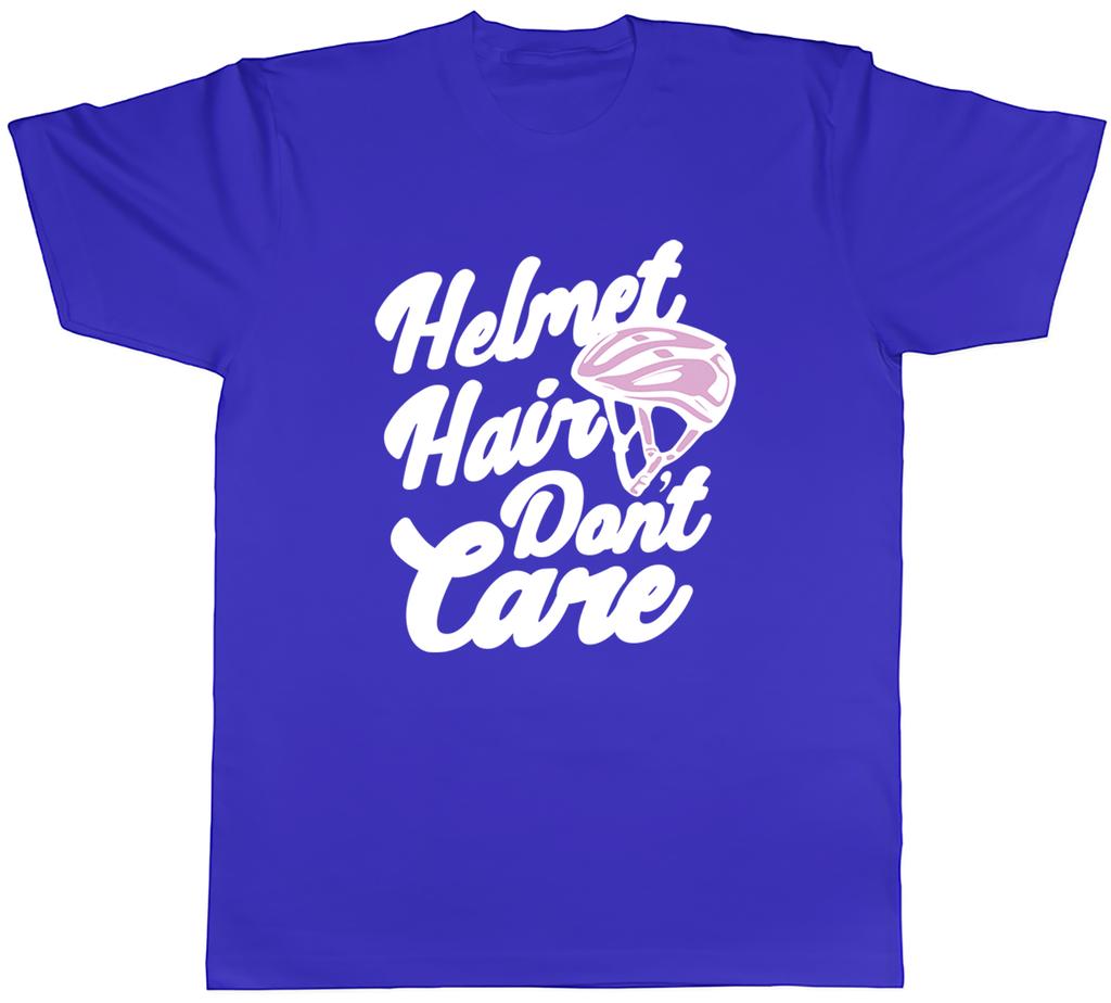 Funny Cycling Bicycle Unisexs TShirt Helmet Hair Dont Care Tee Gift