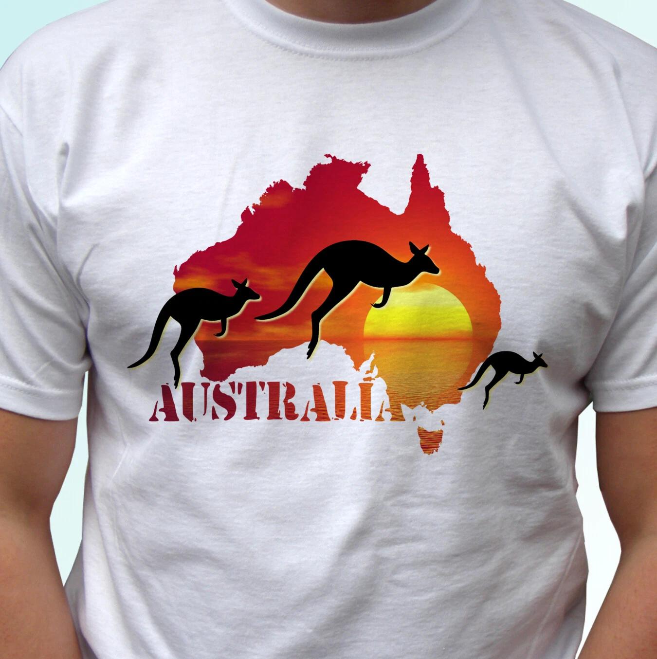 

Australia white kids boys T-Shirt flag kangaroo tee top design map - s s kids baby 100