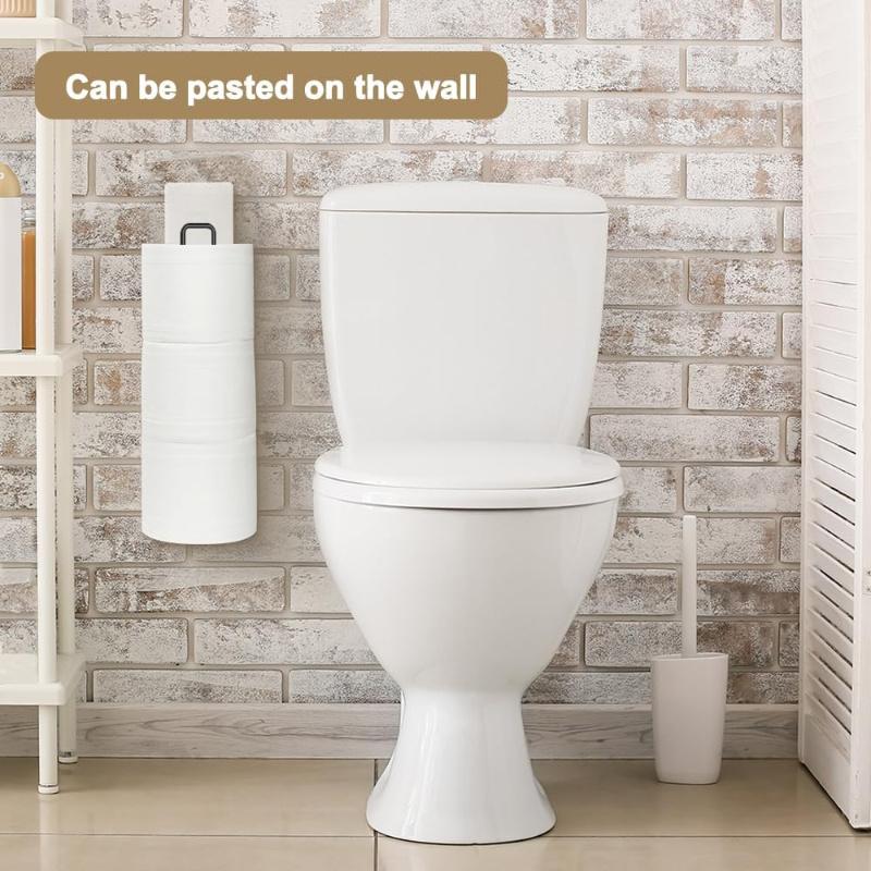 Bathroom Toilet Paper Holder with Storage Extra 3 Rolls, Over The Tank Toilet Paper Holder Wall Mount, Small Restroom Organizer