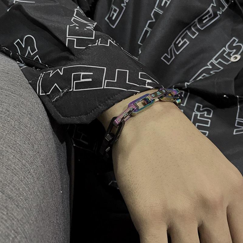 Stainless Steel Engraving Link Chain Bracelet Men and Women Friendship Combination Gift Metal Solid Hardened Bracelet Jewelry