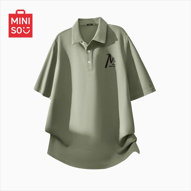 MINISO Men s Summer Waffle Knit Polo T-shirt 2XL