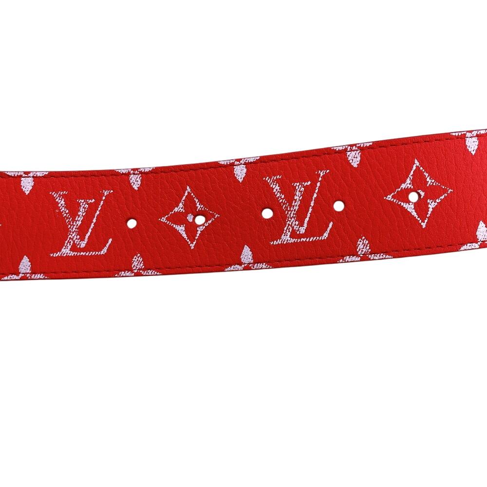 Louis Vuitton M8457 LV Initial Reversible 95/38 40mm Monogram Leather Saintur Belt Red Leather Mens Used
