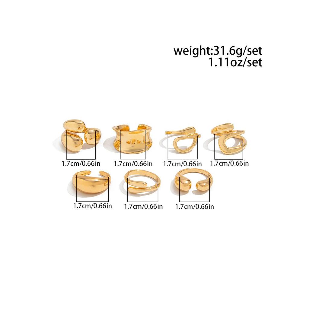 Simple Wide Face Geometric Chunky Ring Set for Women Men Irregularcross Hollow Open Rings Vacation Party Jewelry Charm Gold Silver Color