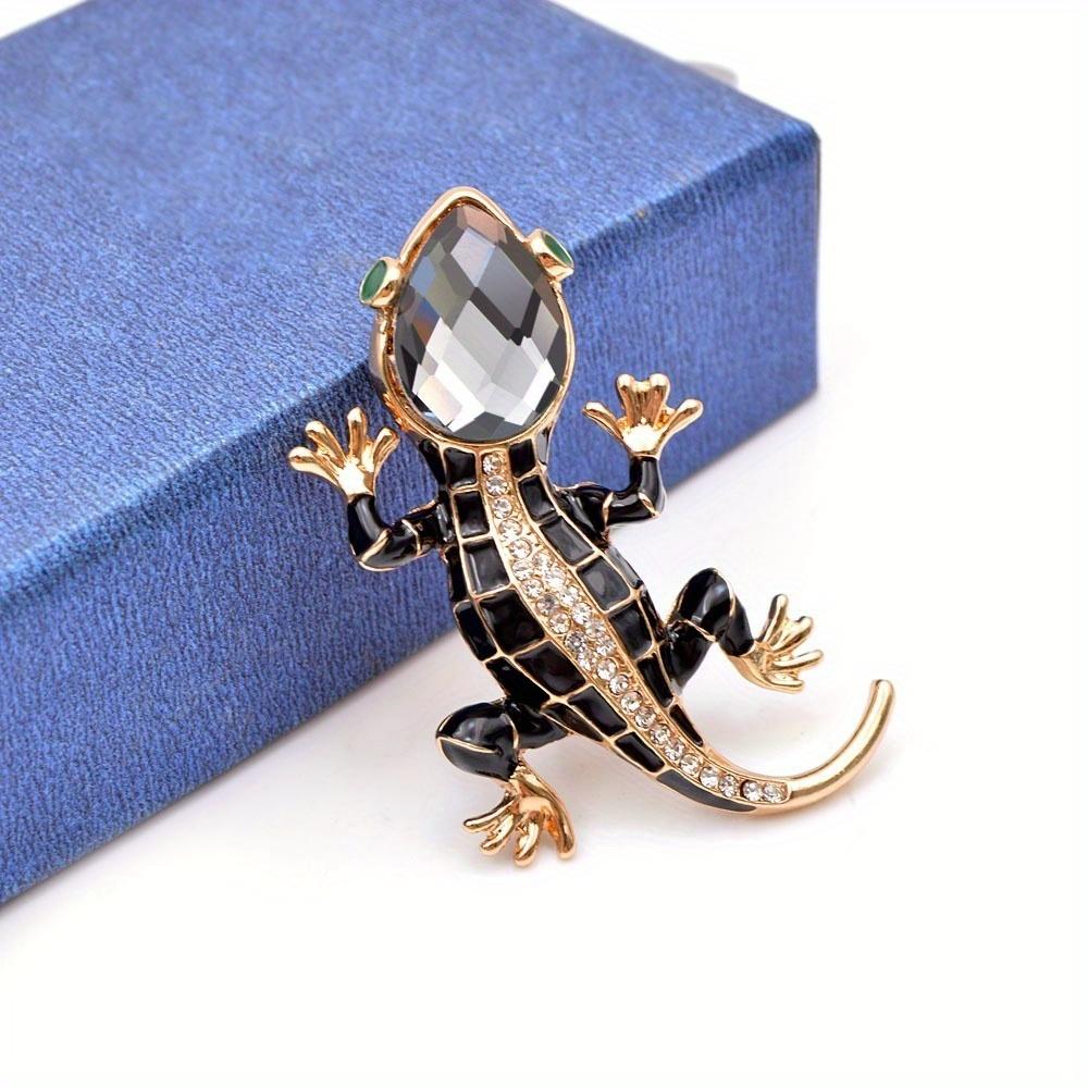 New Luxury Crystal Rhinestone Lizard Brooches for Women Men Creative Fashion Animal Pins Accessories Shining Jewelry Good Gift