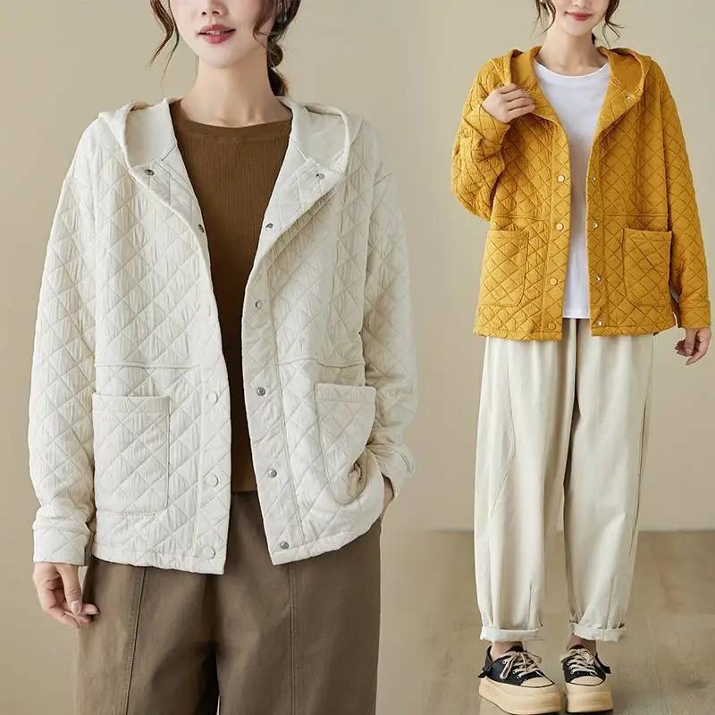 Casual Splicing Long Sleeves Pocket Baseball Uniforms Autumn Winter Woman Korean Loose Cotton Clothing