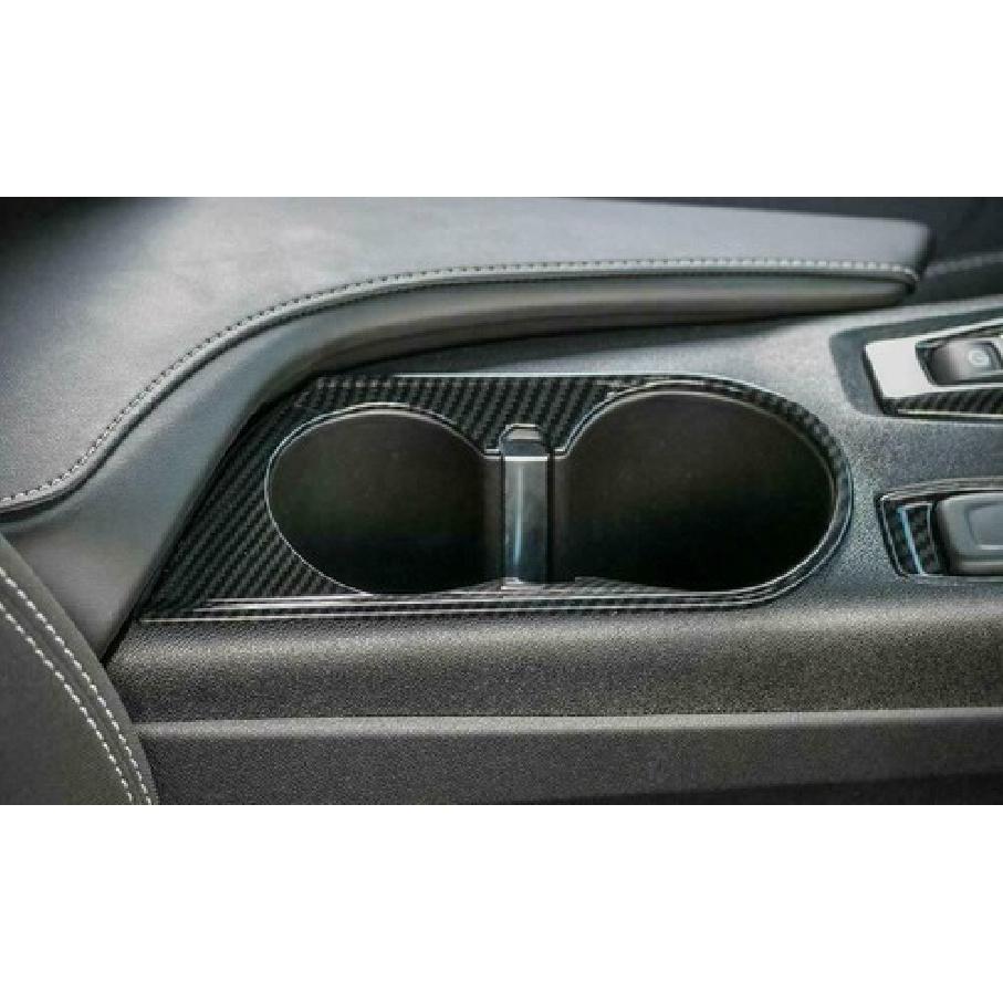 Front Water Cup Holder Cover Trim Bezels For Chevrolet Camaro 2017+ Carbon Fiber