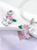 Pink High-Heeled Cat Claws Beads Charm Copper Plated Fit Charms Copperoriginal Bracelet For Jewelry Making Diy Charm