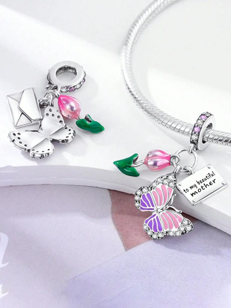 Pink High-Heeled Cat Claws Beads Charm Copper Plated Fit Charms Copperoriginal Bracelet For Jewelry Making Diy Charm