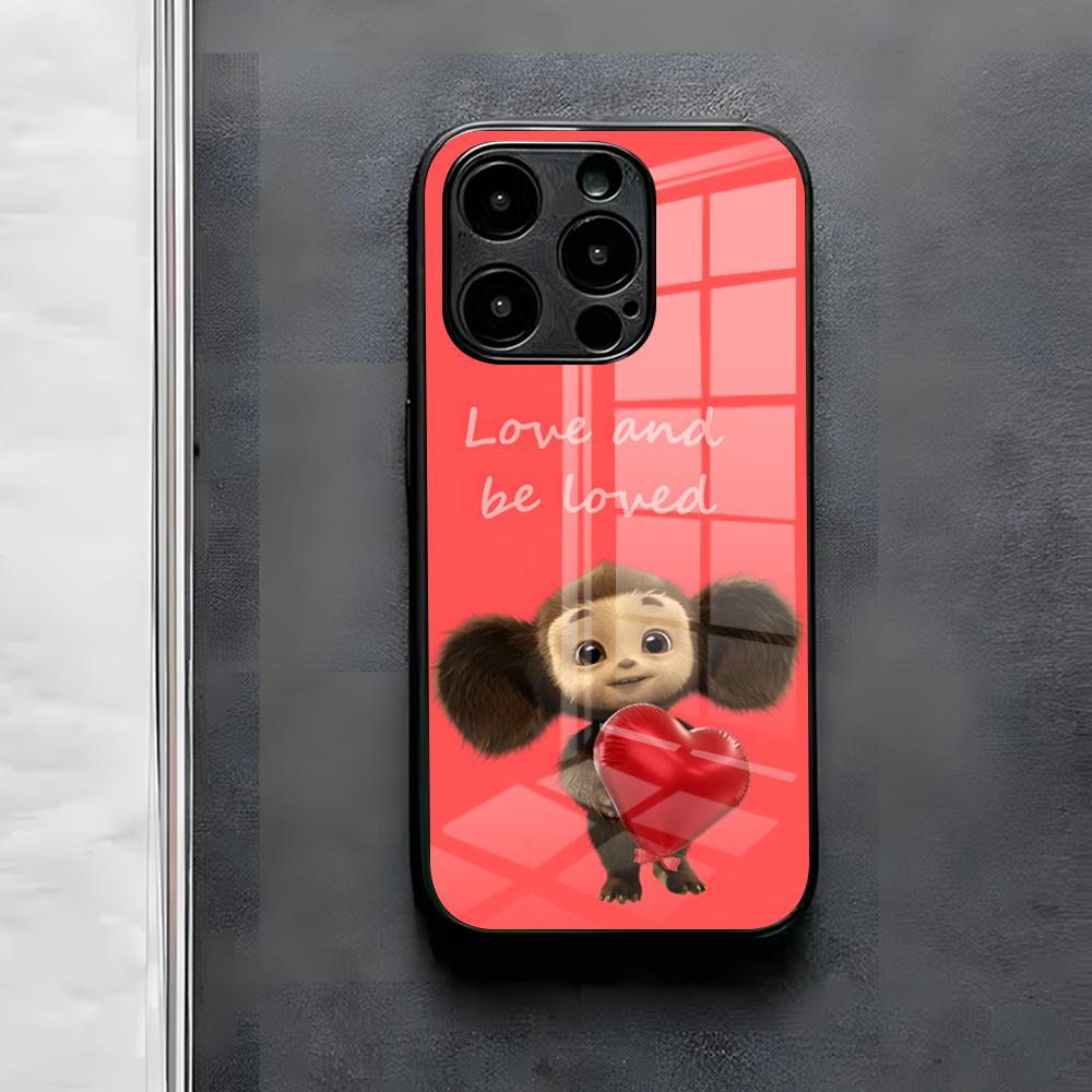 Cheburashka Handyhülle Für IPhone 17 Air 16 E Pro Max 15 14 13 Mini 12 Pro 11 Max Plus Schwarze Glasabdeckung