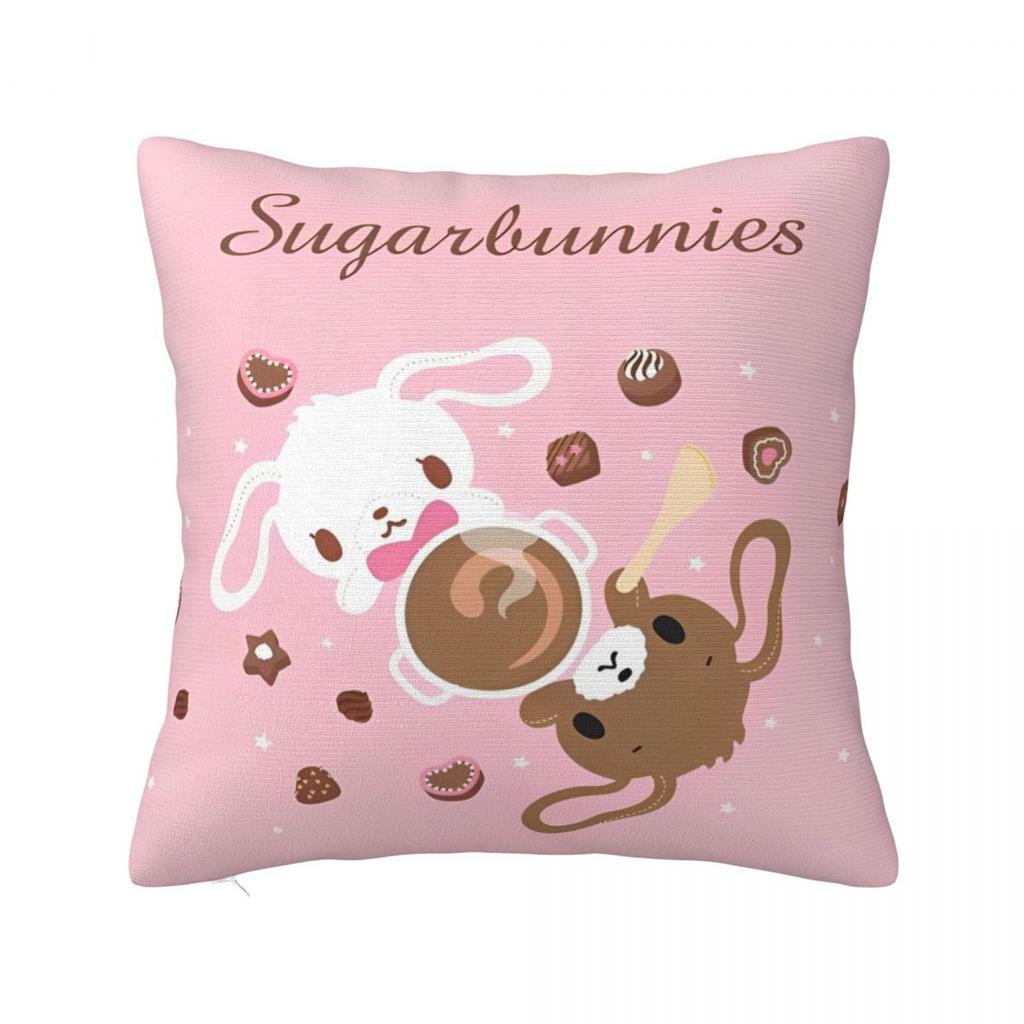Cute Sugarbunnies Square Pillow Cases Sugar Rabbit Cushion Covers Awesome Decor Pillowcover for Car 45*45cm