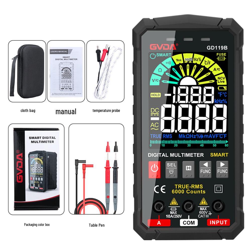 GVDA Precision Digital Multimeter - Intelligent Autorange, Anti-Burn, Color Screen Ammeter