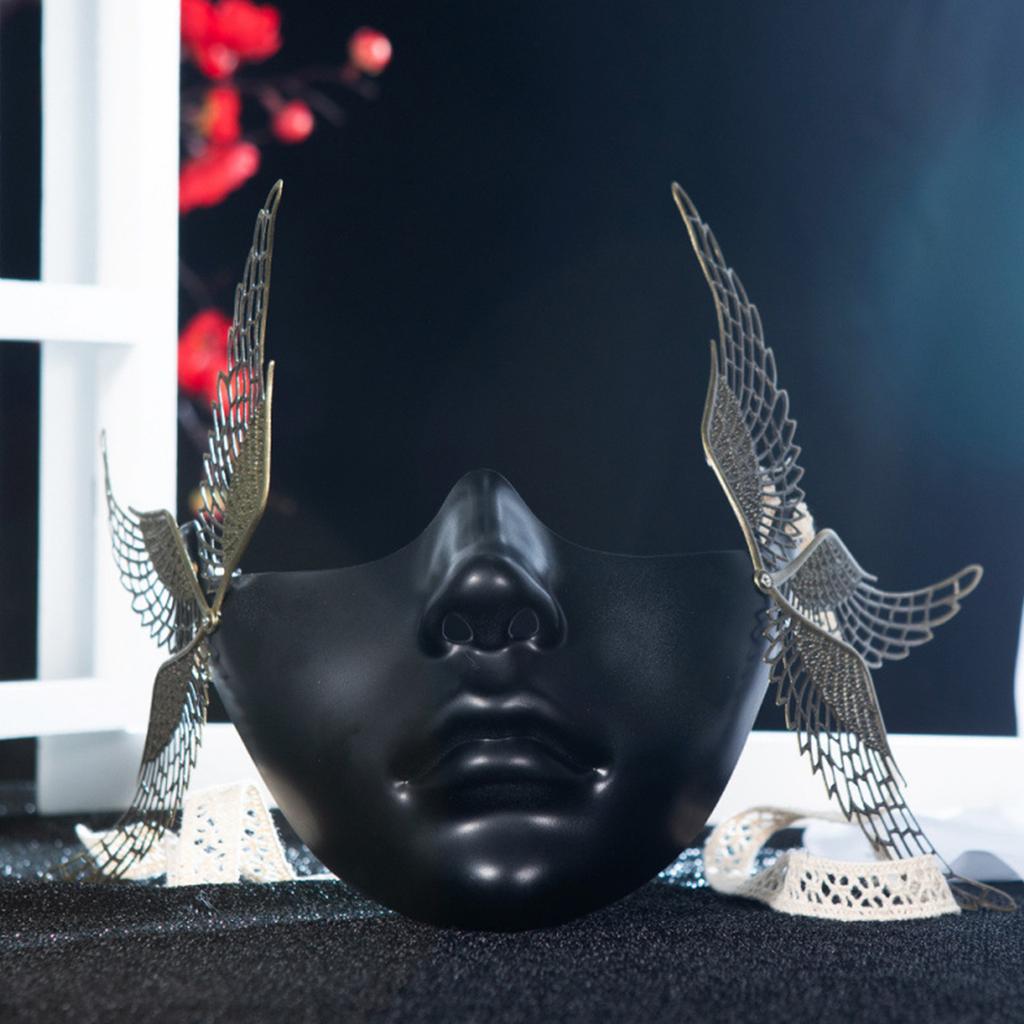 Halloween Mask with Wing Half Face Mask Mechanical Mask For Women Men Halloween Masquerade Halloween Cosplay Accessories