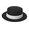 Hat Women's Autumn and Winter Flat Top Hat Wool Felt Hat British Retro French Elegant Fashion Versatile Warm Hat