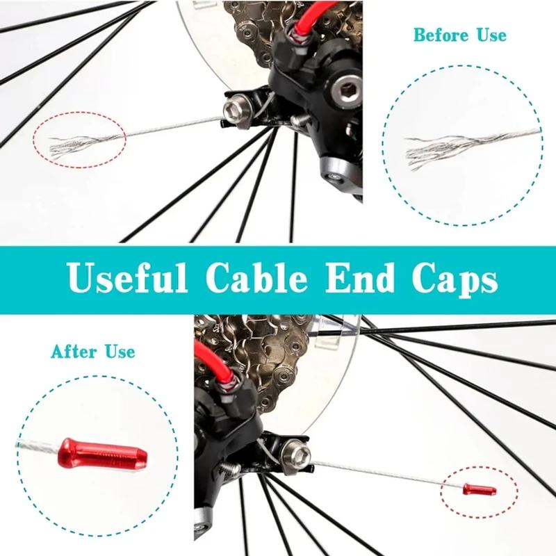 Bicycle Cable End Caps Aluminum Alloy Bike Brake Shifter Cable Tips Wire End Cap Multiple Colors Bike Line Core Caps