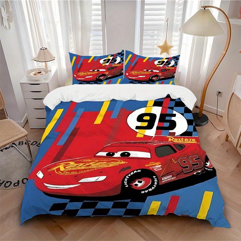 

3pcs set Lightning McQueen1pc of quilt cover+2pcs of pillowcase, no core, print bedding, All Seasons Bedroom Setting078 135x200cm