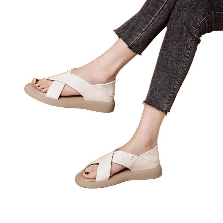 Summer bag heel Roman sandals new soft-soled lazy flat shoes two wear cool slippers