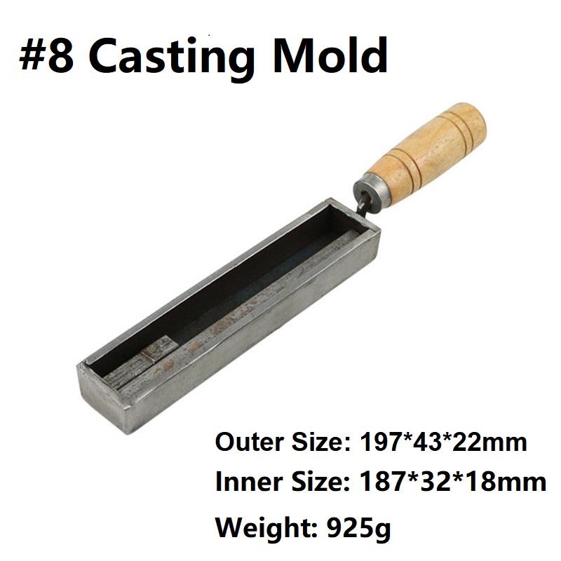 Silver Gold Bar Ingot Casting Mold with Wood Handle Metal Iron Brass Rectangle Wire Csasting Tools Jewellery Making