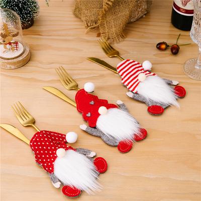 1PCS Xmas Cutlery Bag Santa Claus Knife Fork Storage Pocket Bag Christmas New Year Tableware Decorations Home Ornament