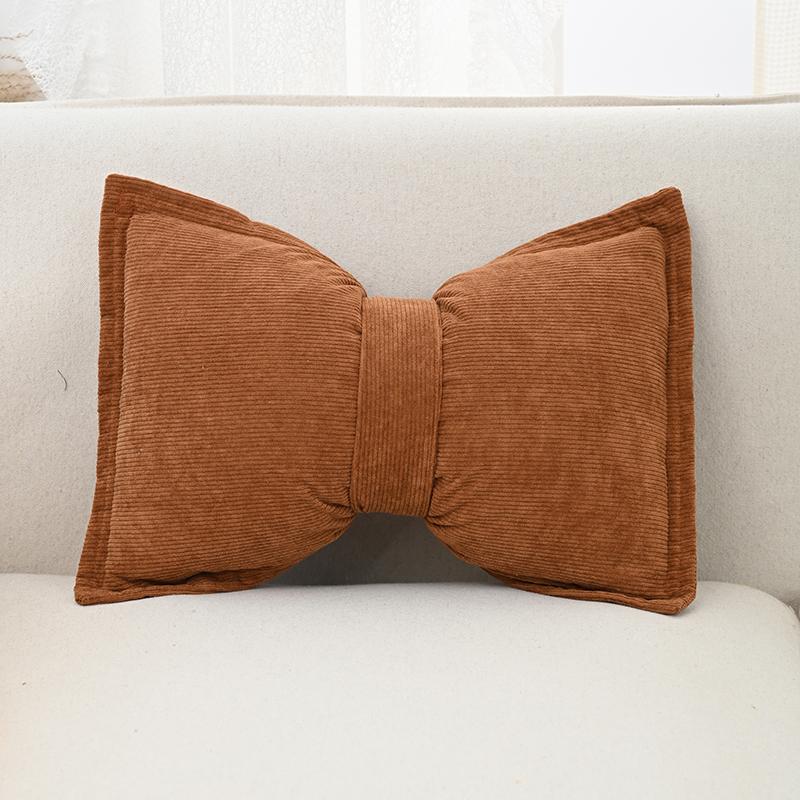 BUYNOW 1PC Corduroy Bow Pressed Edge Pillowcase French Luxury High-end Princess Style Sofa Cushion Cover Home Bedroom Decor