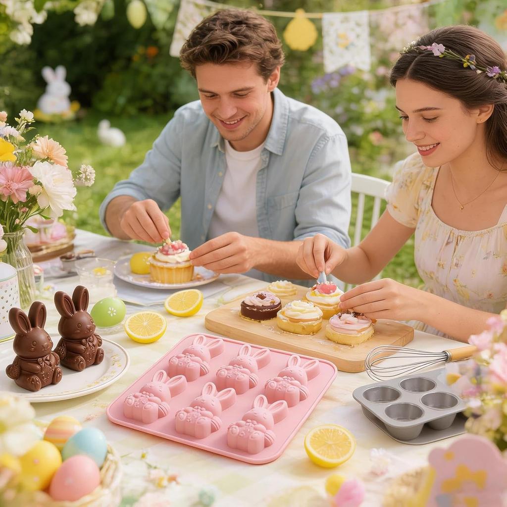 Ostern Silikonformen | 3D Hasen Wiederverwendbare Bastelarbeiten,Osterhase Muffinform | Für Cupcake-Bastelarbeiten Fondant Süßigkeiten Zucker Muffin Geburtstagsparty