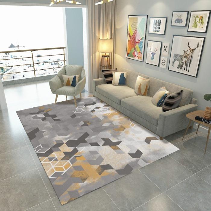 Modern Splicing Living Room Bedroom Bed Carpet Geometric Coffee Table Dressing Room Carpet