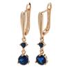 Kinel Long Blue Zircon Drop Earrings For Women Rose Gold Color Dangle Earring