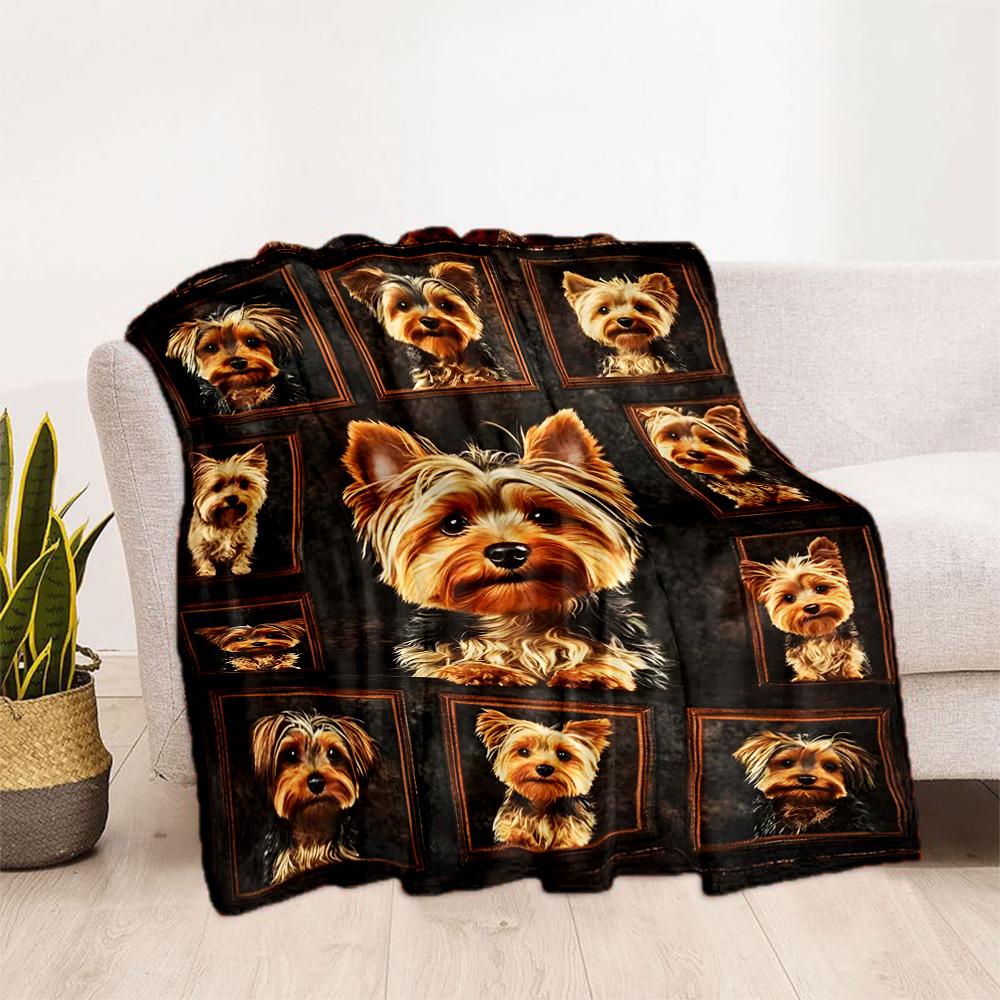Chihuahua Photo Collage Flannel Blanket,Lightweight,Office Blanket,Sofa Blanket,Comfortable Blanket