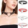 Eco-friendly PU Leather European and American Harajuku Soft Sister Spikes Rivets Leather Collar Peach Heart Love Collar Collarbone Necklace Neck Chain
